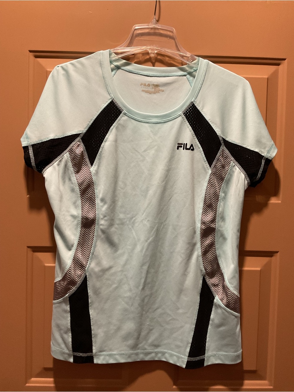 Fila Women's Mint Green Short Sleeve Athletic Tee with Black Accents